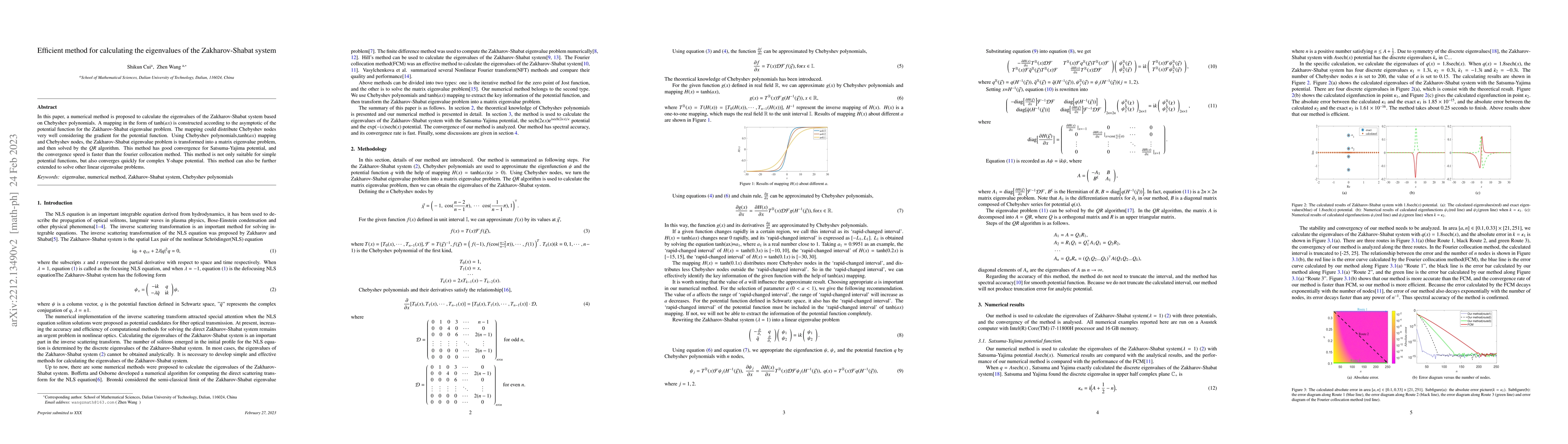 Thumbnail for Efficient method for calculating the eigenvalue of the Zakharov-Shabat
  system