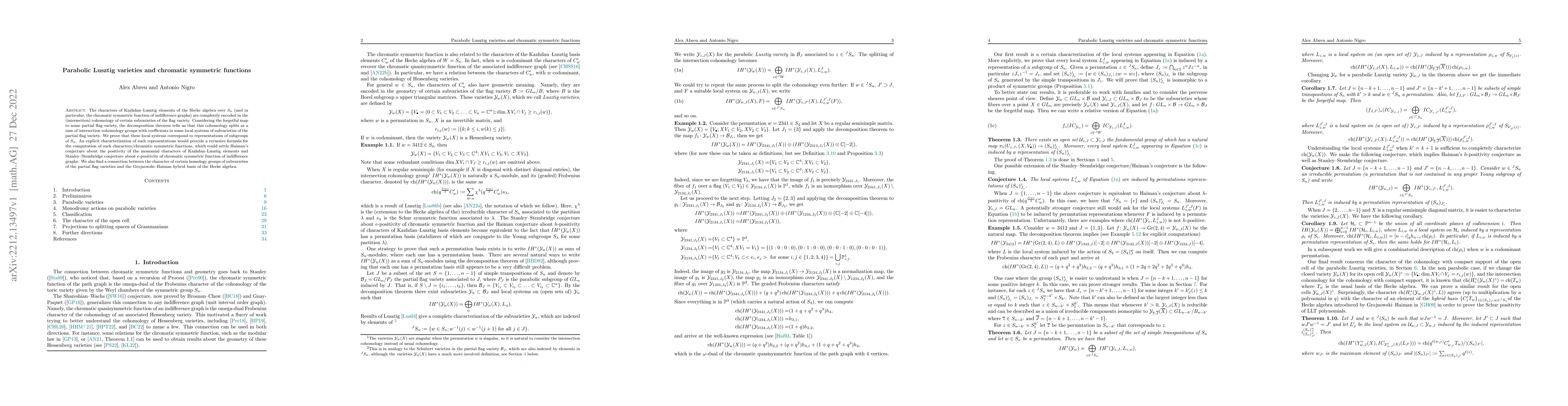 Thumbnail for Parabolic Lusztig varieties and chromatic symmetric functions