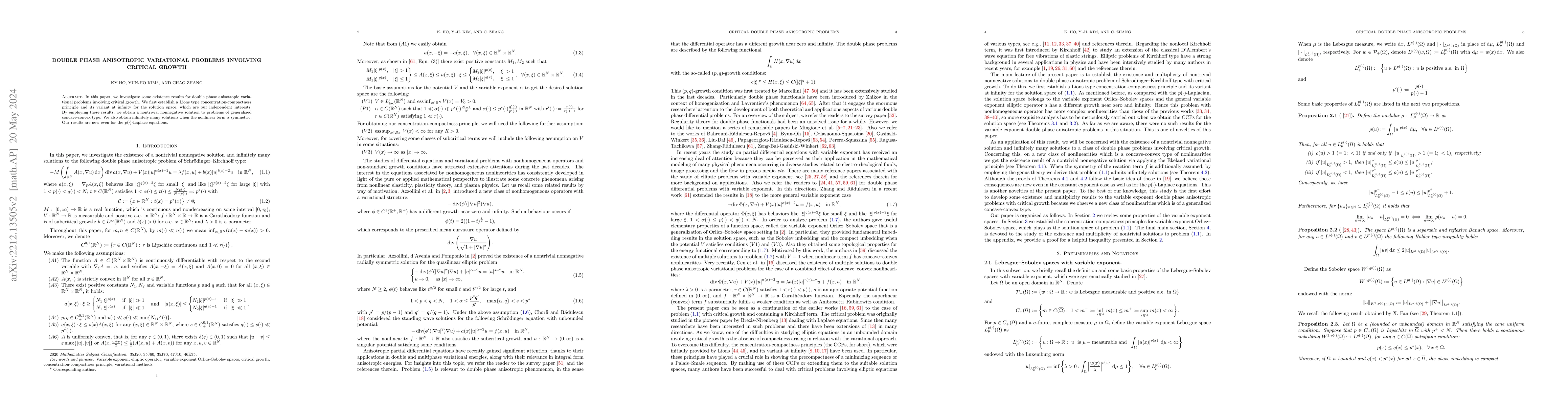 Thumbnail for Double phase anisotropic variational problems involving critical growth