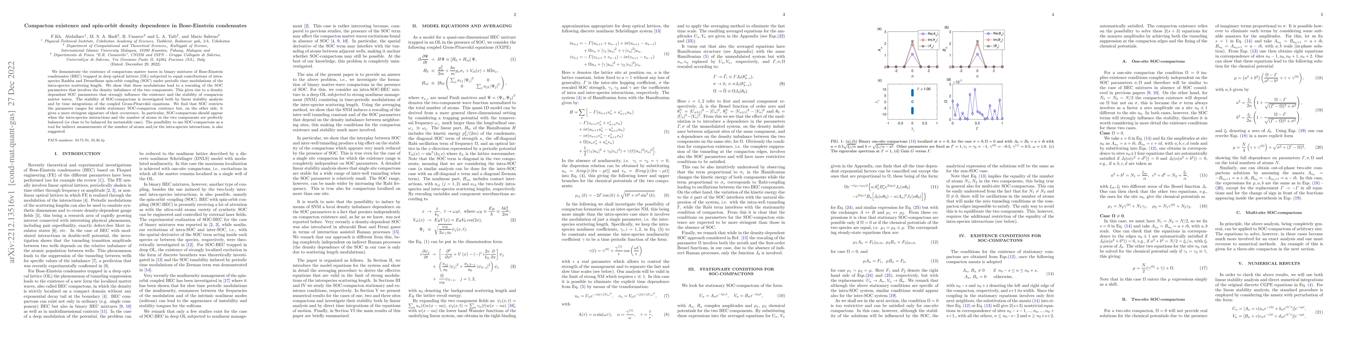 Thumbnail for Compacton existence and spin-orbit density dependence in Bose-Einstein
  condensates