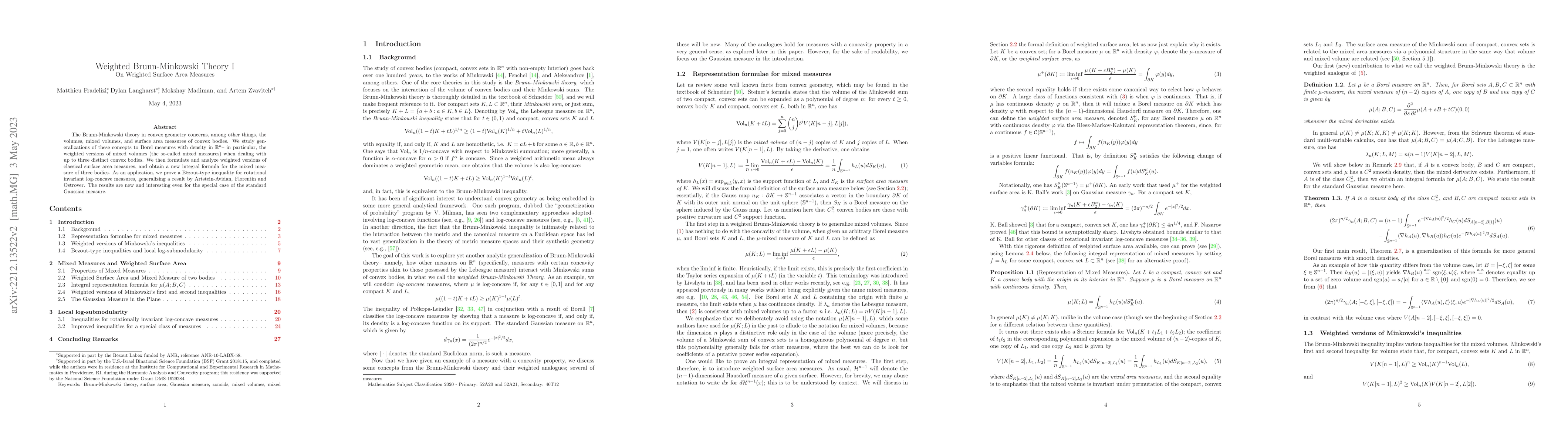 Thumbnail for Weighted Brunn-Minkowski Theory I: On Weighted Surface Area Measures