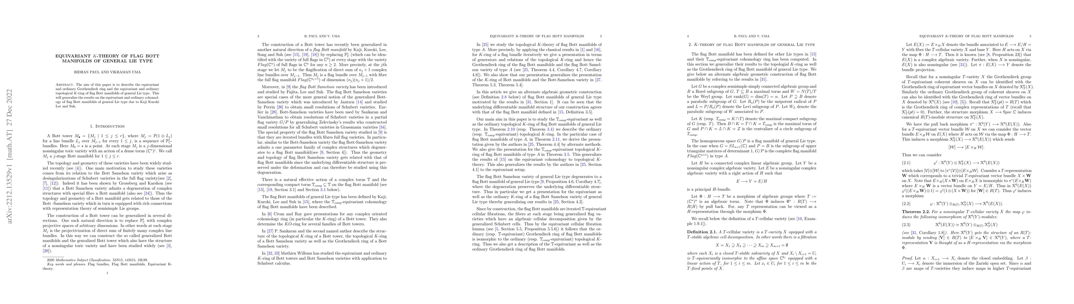 Thumbnail for Equivariant $K$-theory of flag Bott manifolds of general Lie type