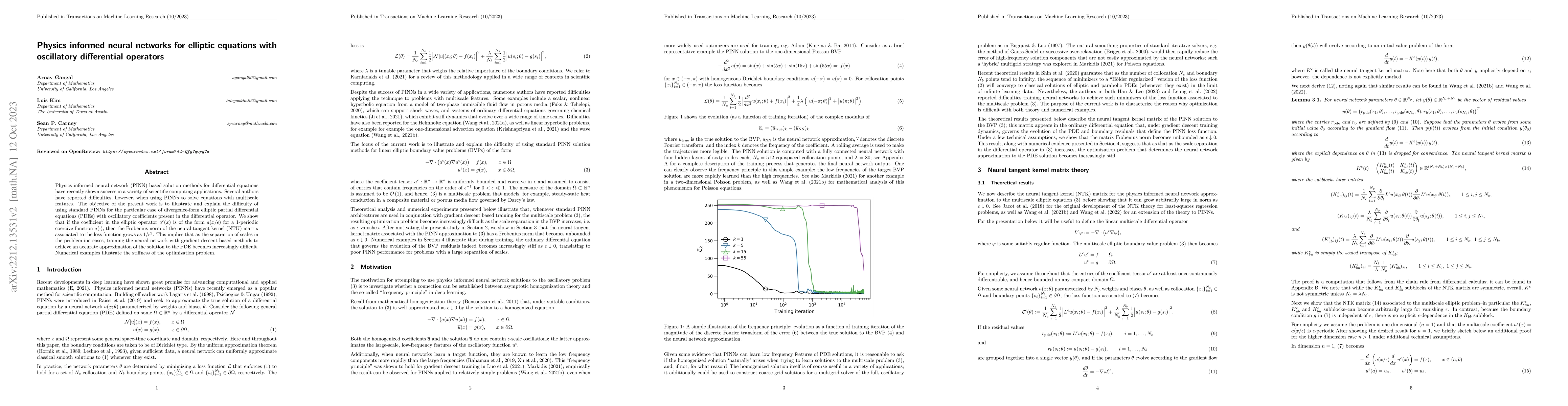 Thumbnail for Physics informed neural networks for elliptic equations with oscillatory
  differential operators