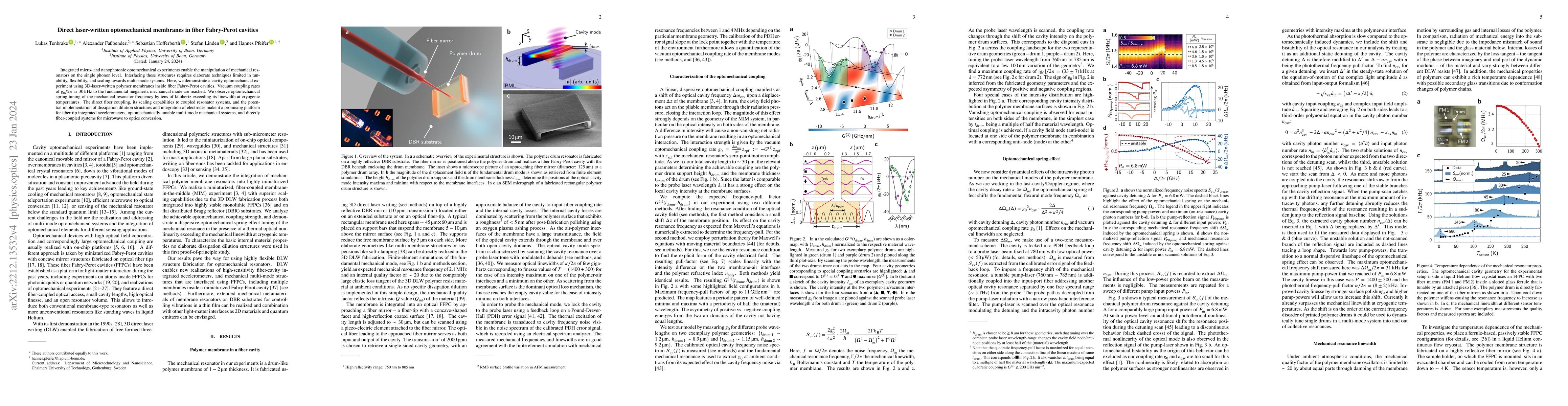 Thumbnail for Direct laser-written optomechanical membranes in fiber Fabry-Perot
  cavities