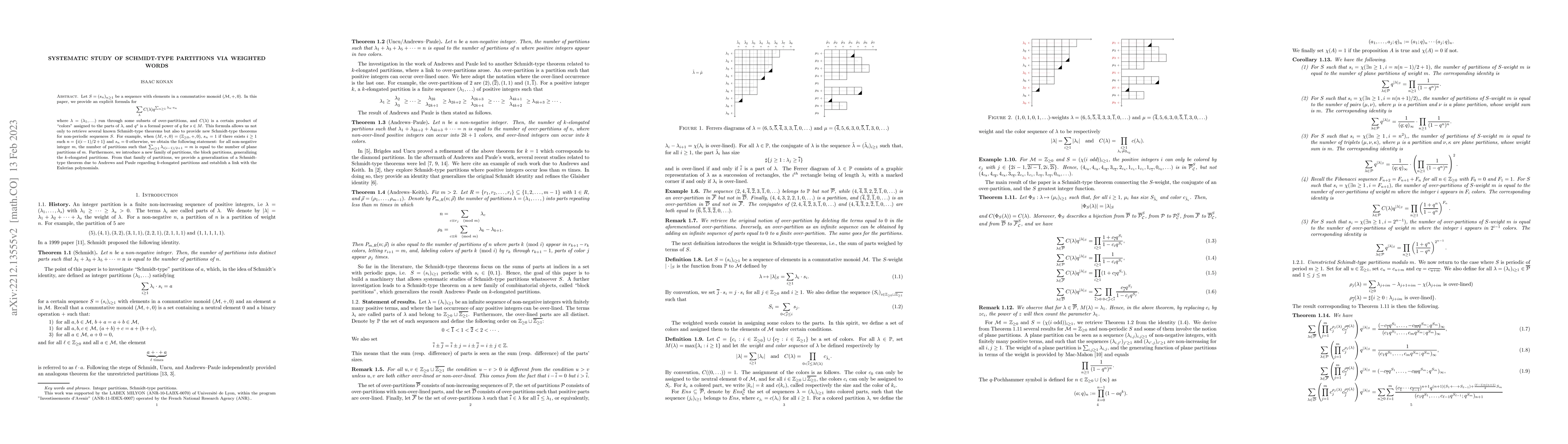 Thumbnail for Systematic study of Schmidt-type partitions via weighted words