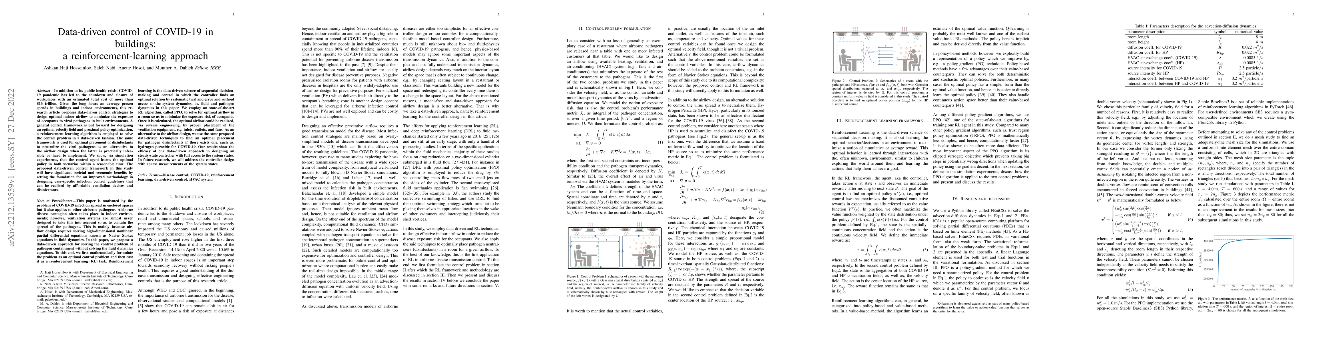 Thumbnail for Data-driven control of COVID-19 in buildings: a reinforcement-learning
  approach