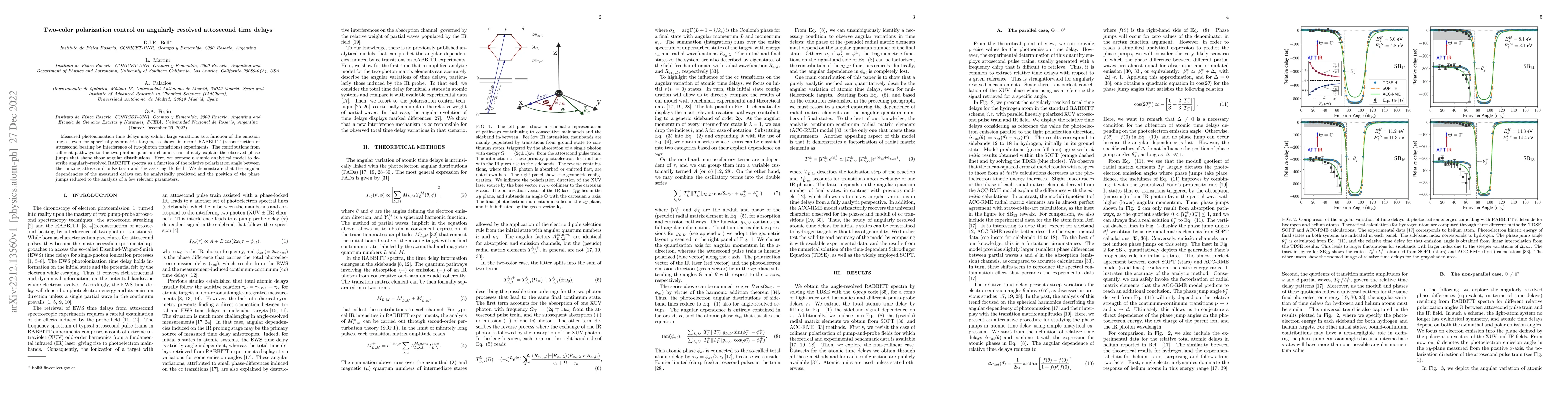 Thumbnail for Two-color polarization control on angularly resolved attosecond time
  delays