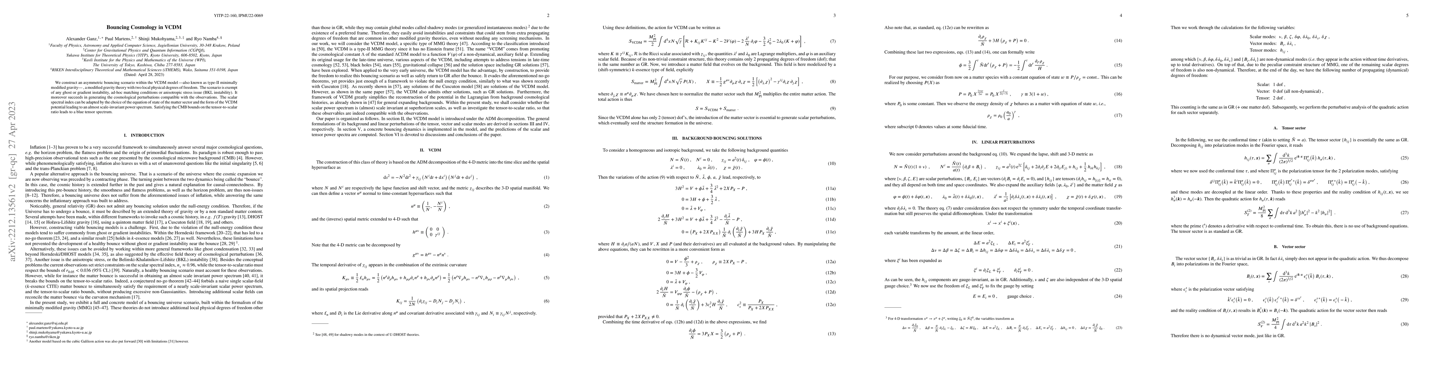Thumbnail for Bouncing Cosmology in VCDM
