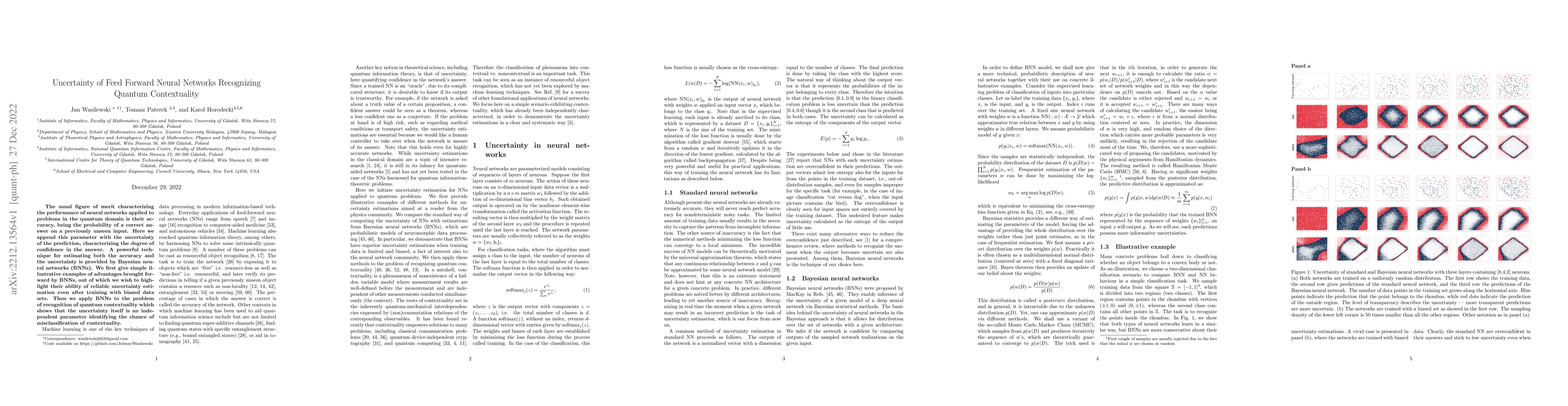 Thumbnail for Uncertainty of Feed Forward Neural Networks Recognizing Quantum
  Contextuality