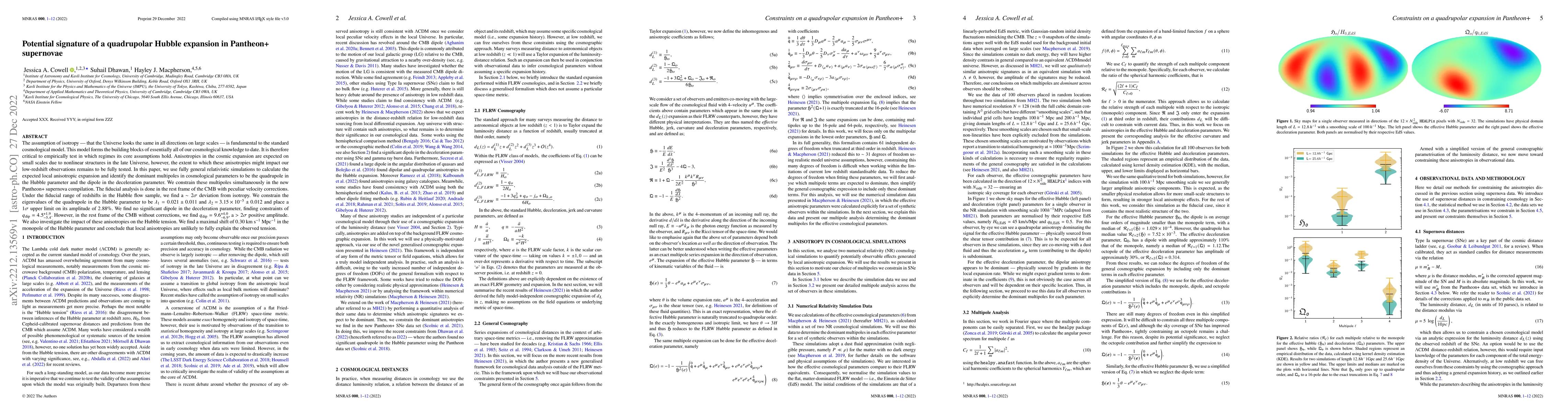 Thumbnail for Potential signature of a quadrupolar Hubble expansion in Pantheon+
  supernovae