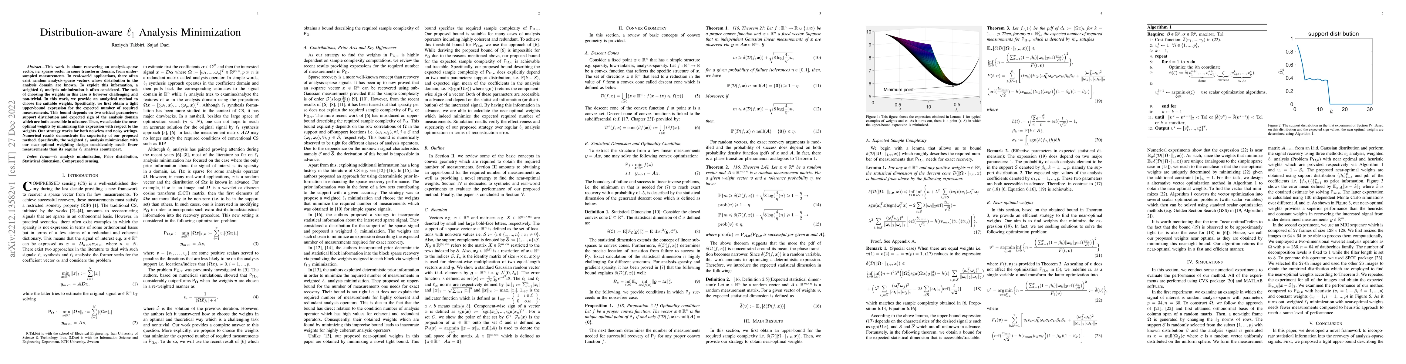 Thumbnail for Distribution-aware $\ell_1$ Analysis Minimization