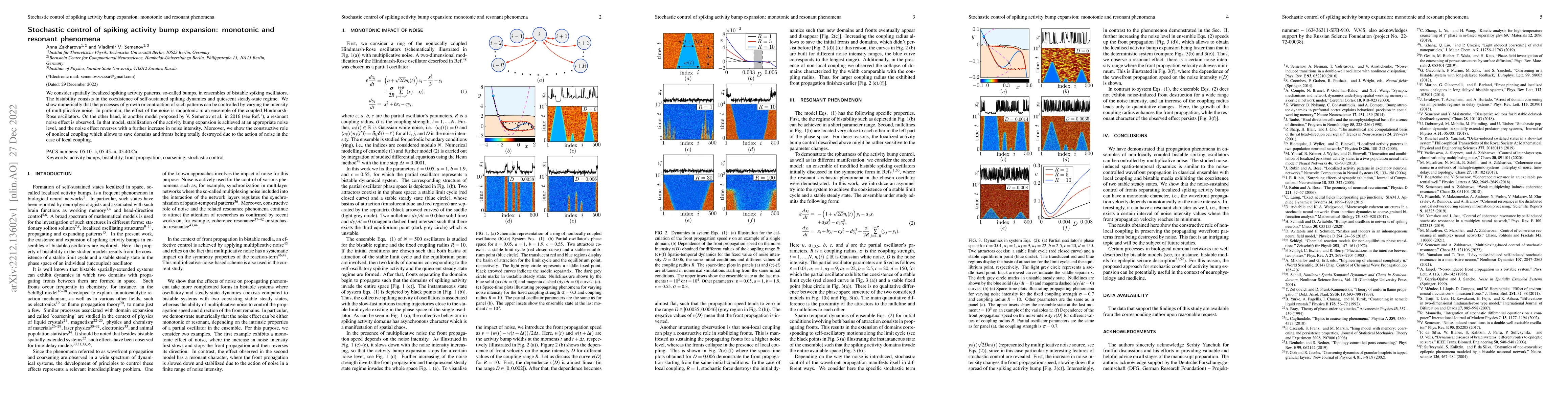 Thumbnail for Stochastic control of spiking activity bump expansion: monotonic and
  resonant phenomena
