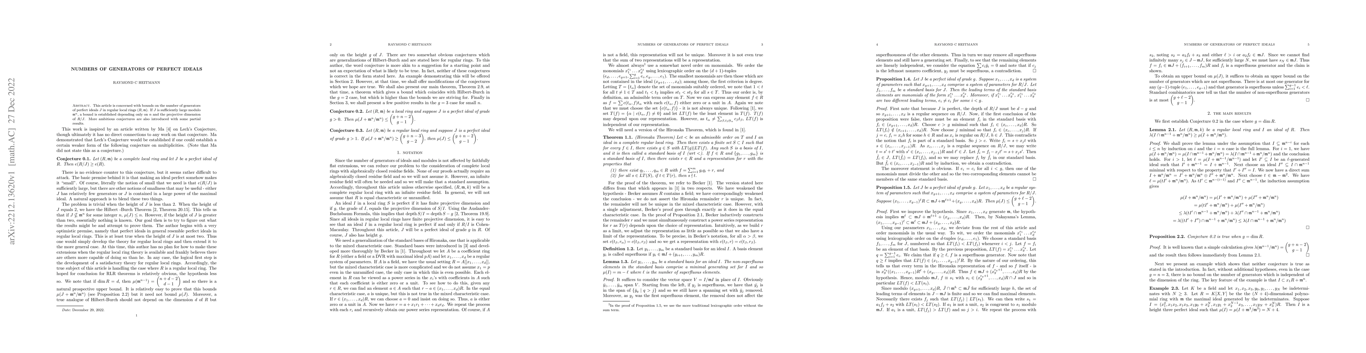 Thumbnail for Numbers of Generators of Perfect Ideals