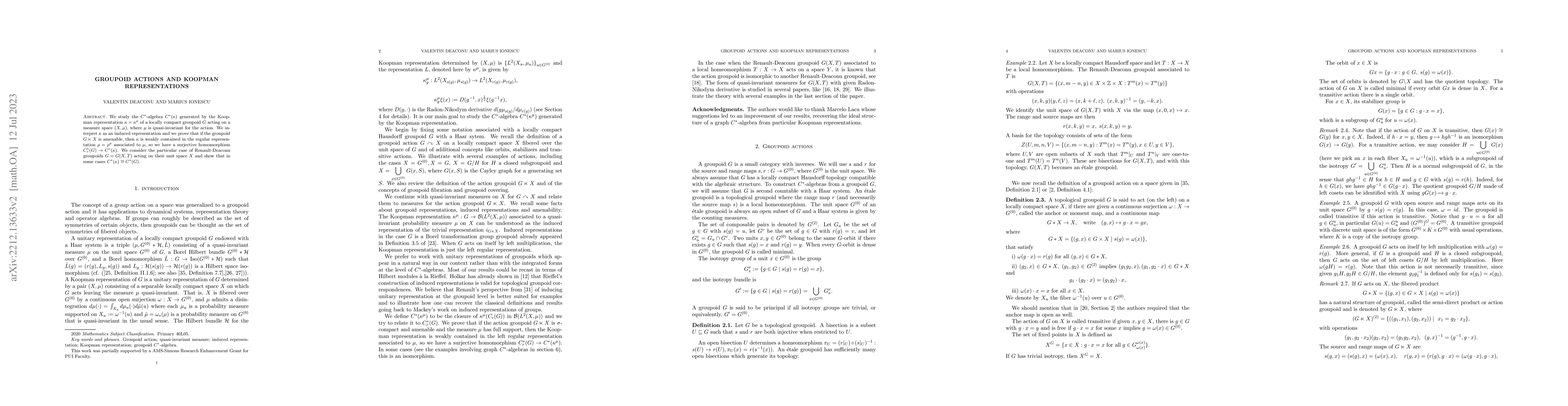 Thumbnail for Groupoid actions and Koopman representations