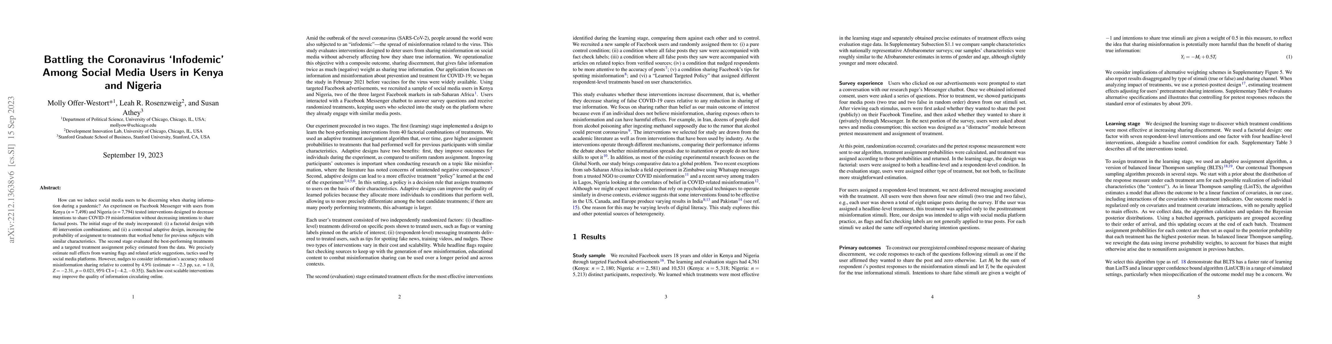 Thumbnail for Battling the Coronavirus Infodemic Among Social Media Users in Kenya and
  Nigeria