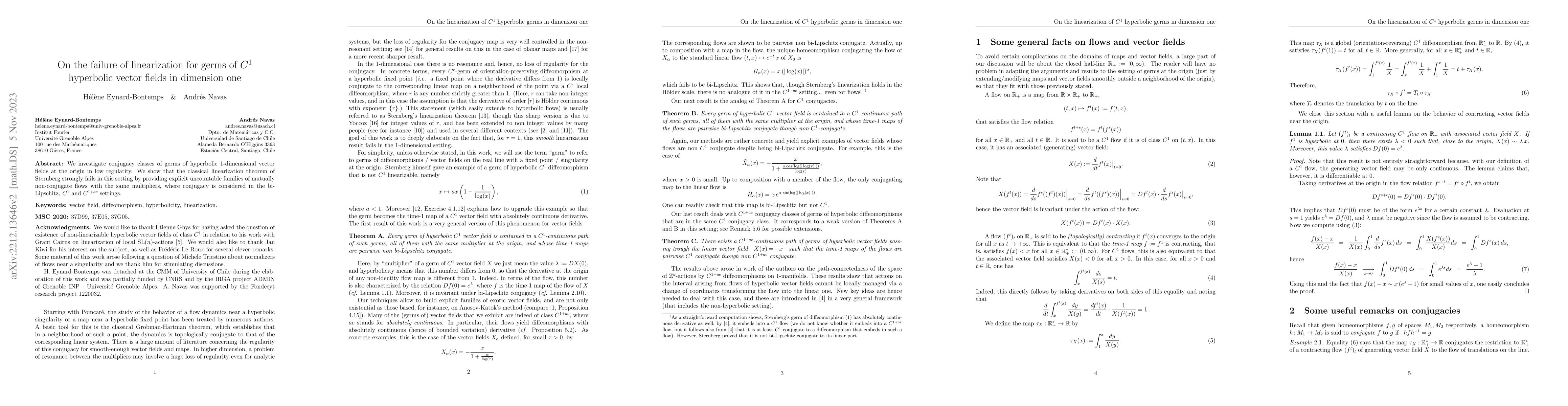 Thumbnail for On the failure of linearization for germs of $C^1$ hyperbolic vector
  fields in dimension one