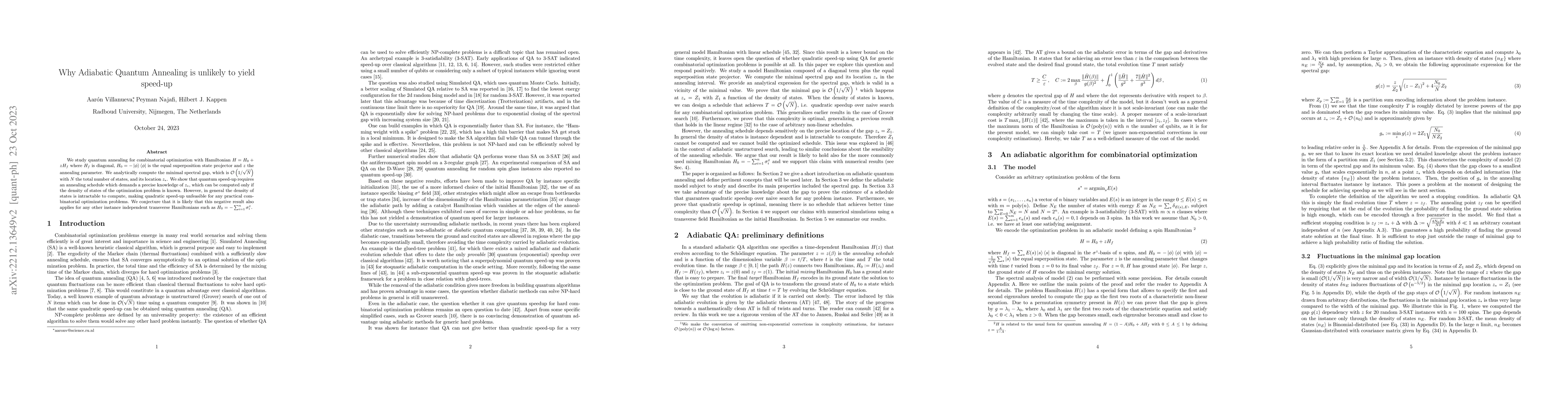 Thumbnail for Why adiabatic quantum annealing is unlikely to yield speed-up