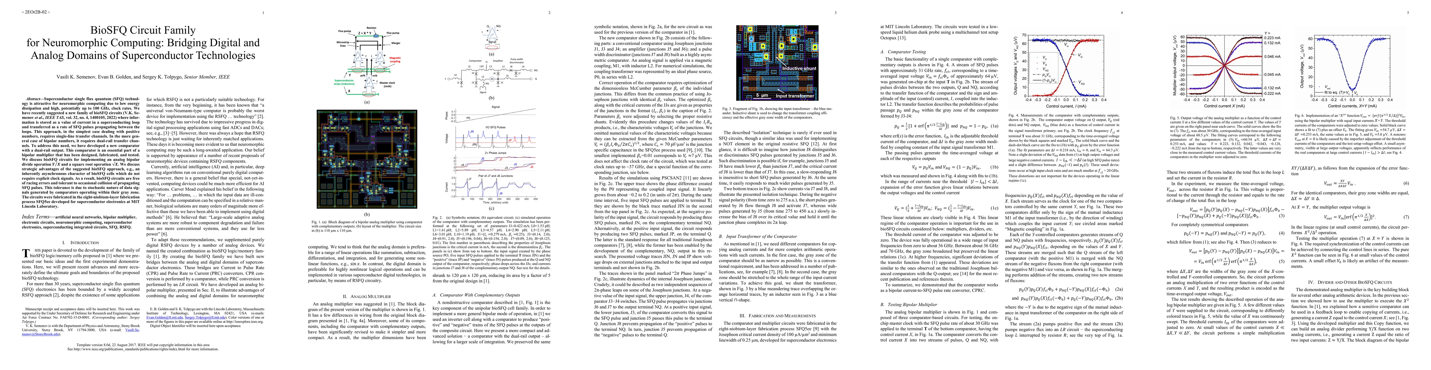 Thumbnail for BioSFQ circuit family for neuromorphic computing: Bridging digital and
  analog domains of superconductor technologies