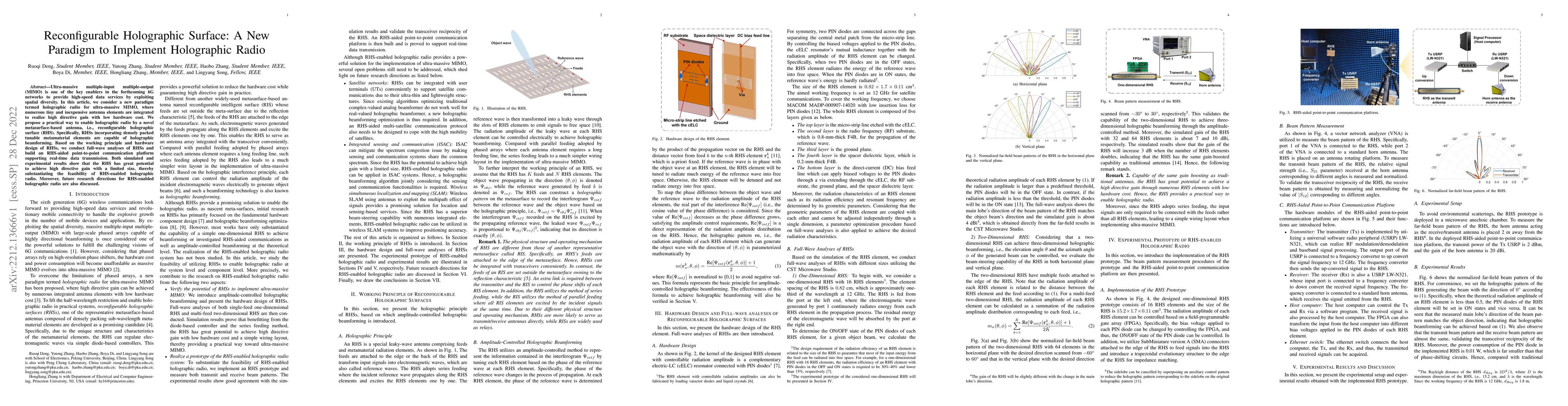 Thumbnail for Reconfigurable Holographic Surface: A New Paradigm to Implement
  Holographic Radio