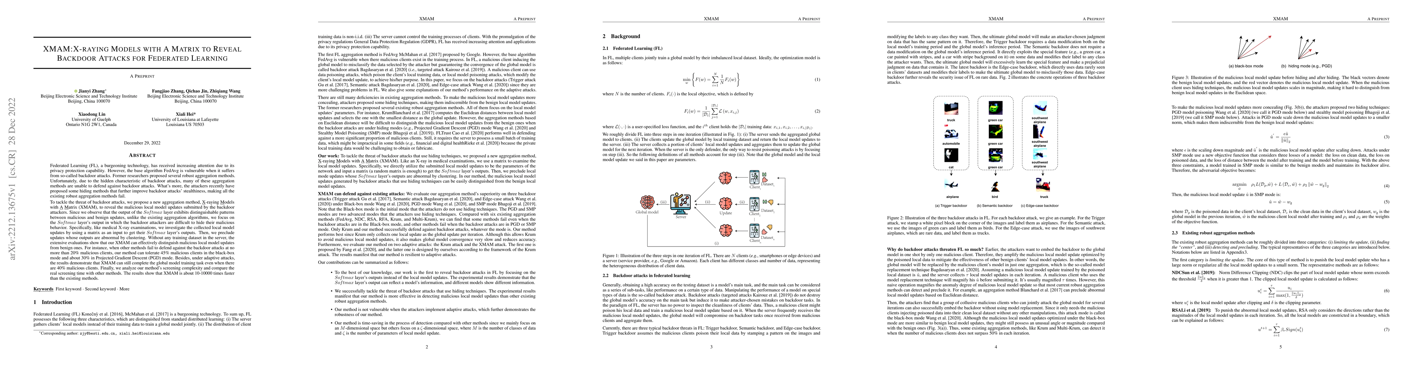 Thumbnail for XMAM:X-raying Models with A Matrix to Reveal Backdoor Attacks for
  Federated Learning