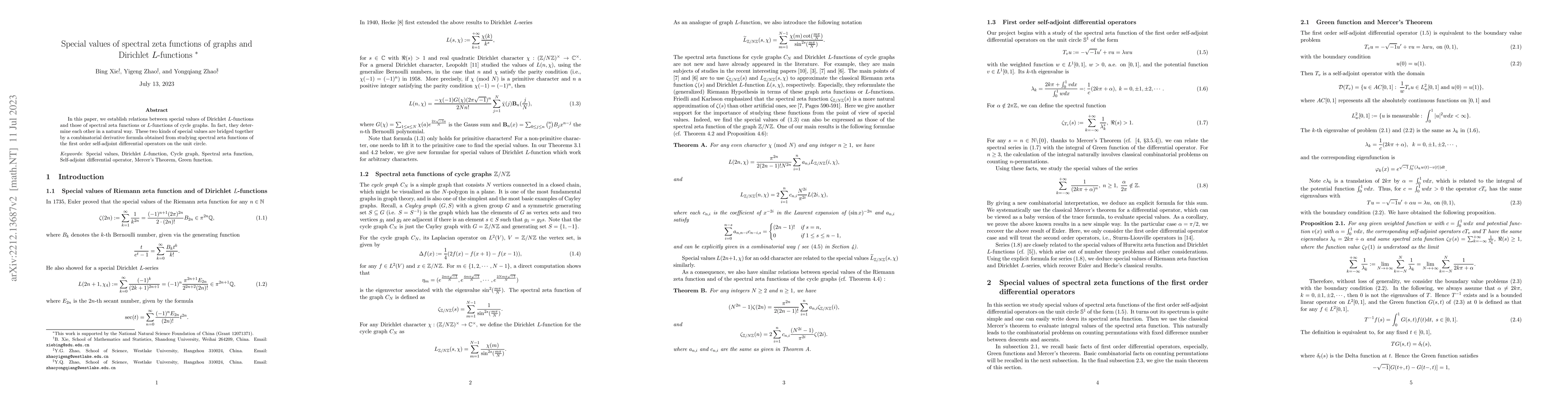 Thumbnail for Special values of spectral zeta functions of graphs and Dirichlet
  L-functions