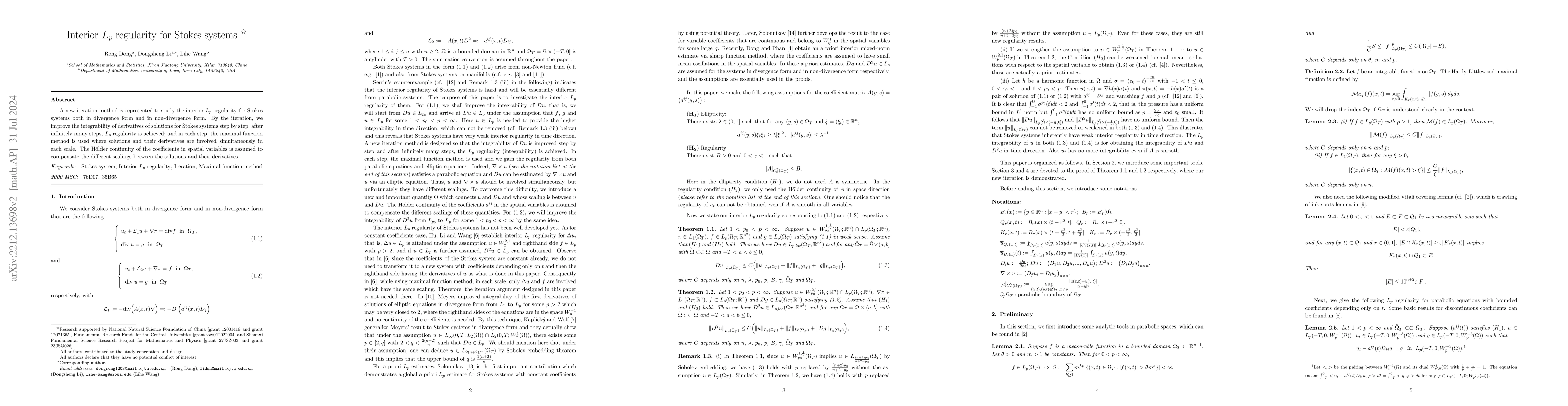 Thumbnail for Interior $L_{p}$ regularity for Stokes systems