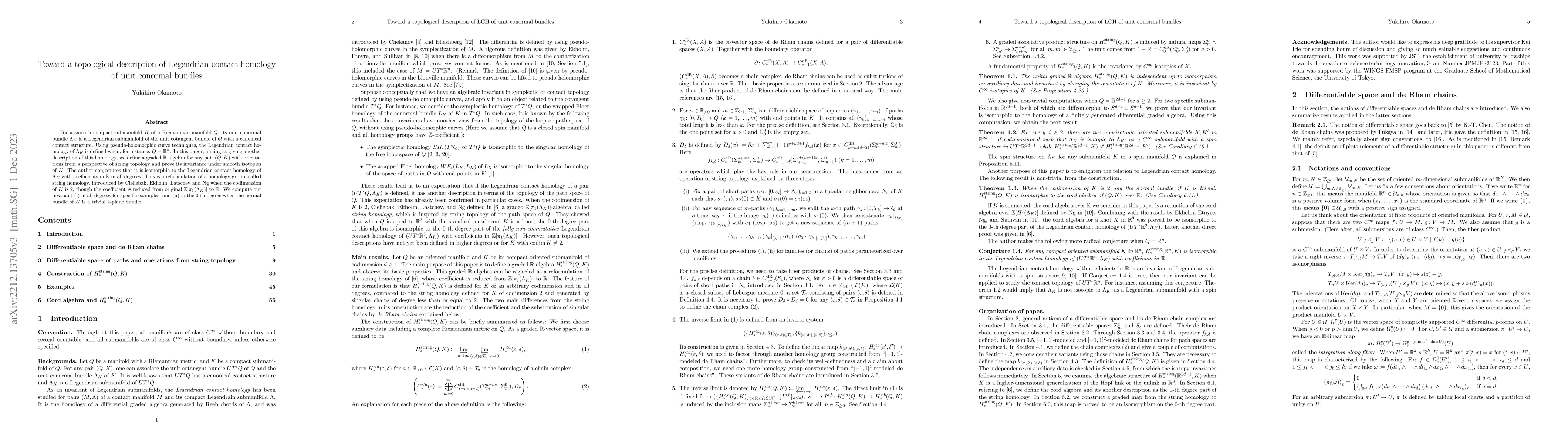 Thumbnail for Toward a topological description of Legendrian contact homology of unit
  conormal bundles