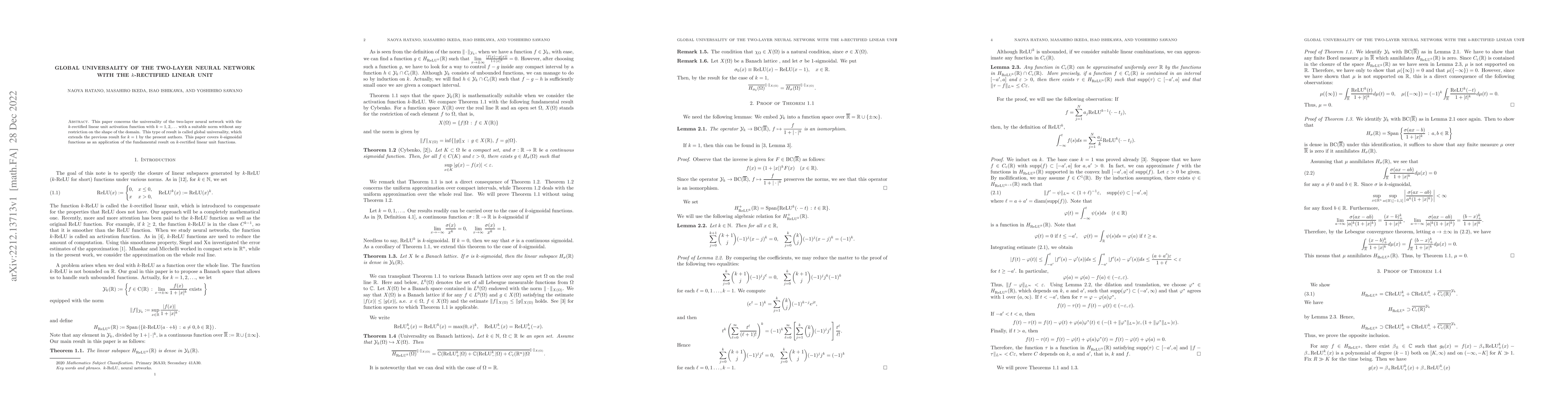 Thumbnail for Global universality of the two-layer neural network with the
  $k$-rectified linear unit