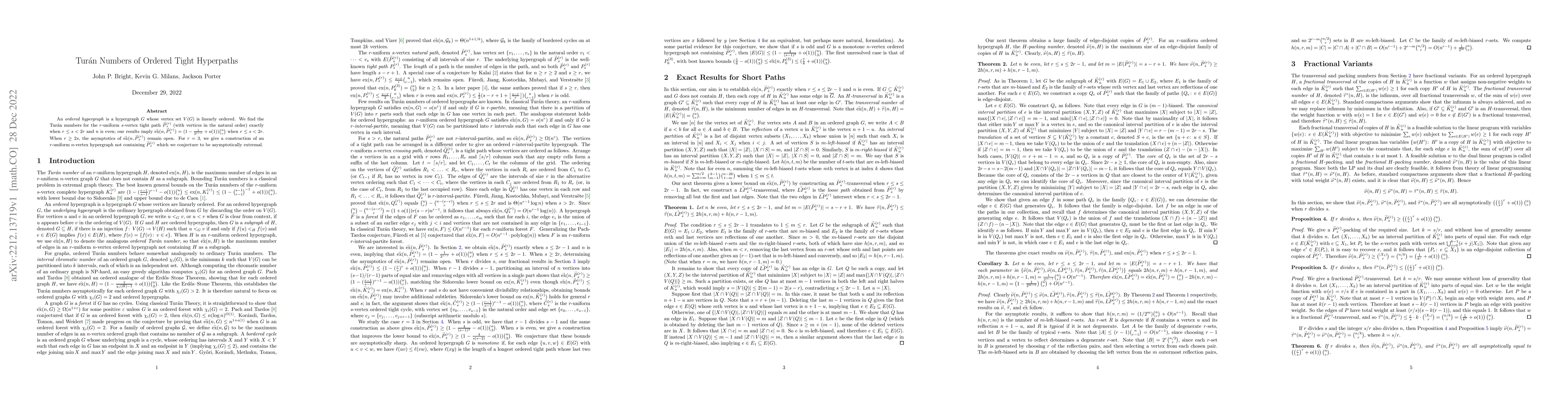 Thumbnail for Tur\'an Numbers of Ordered Tight Hyperpaths