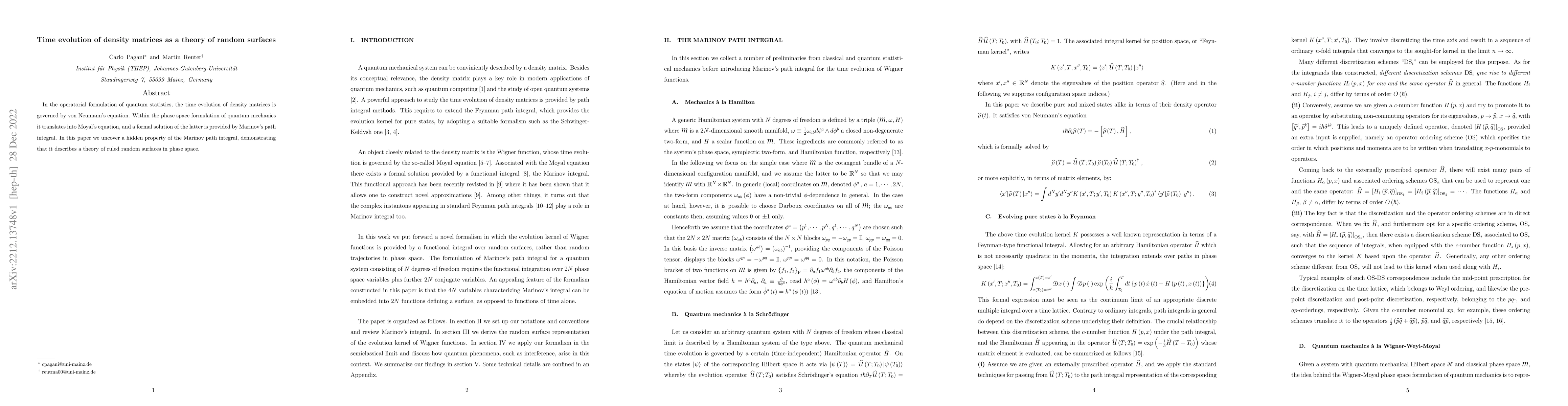 Thumbnail for Time evolution of density matrices as a theory of random surfaces