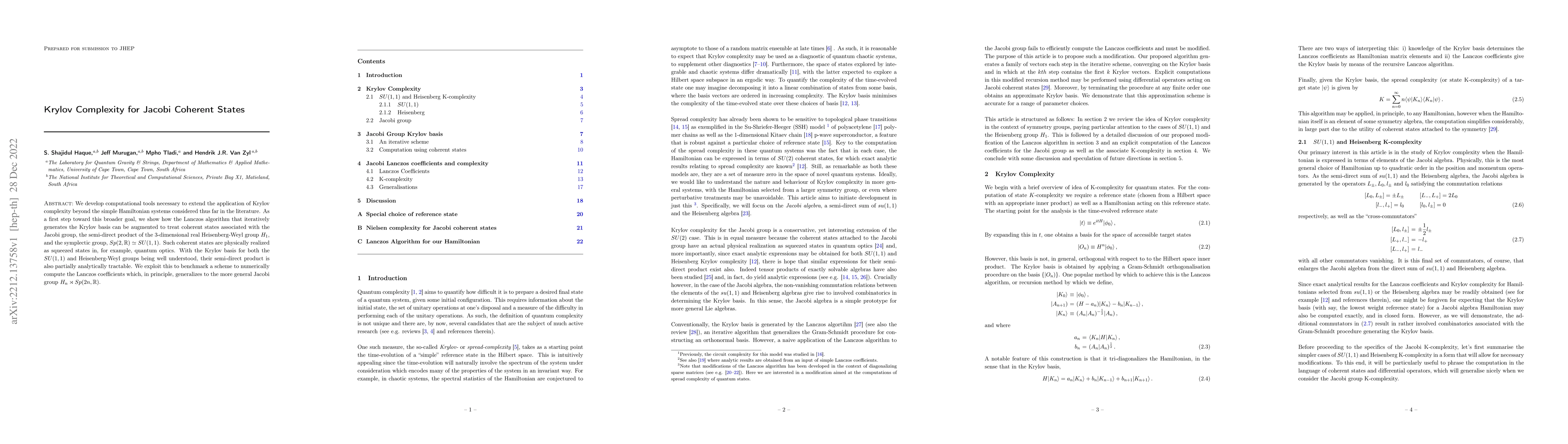 Thumbnail for Krylov Complexity for Jacobi Coherent States