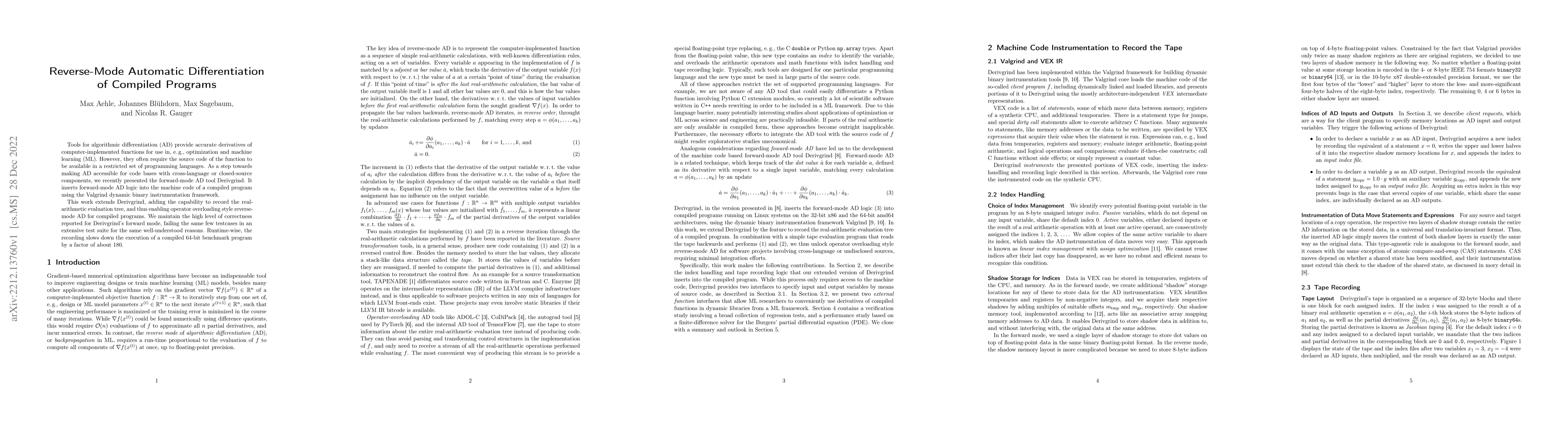 Thumbnail for Reverse-Mode Automatic Differentiation of Compiled Programs