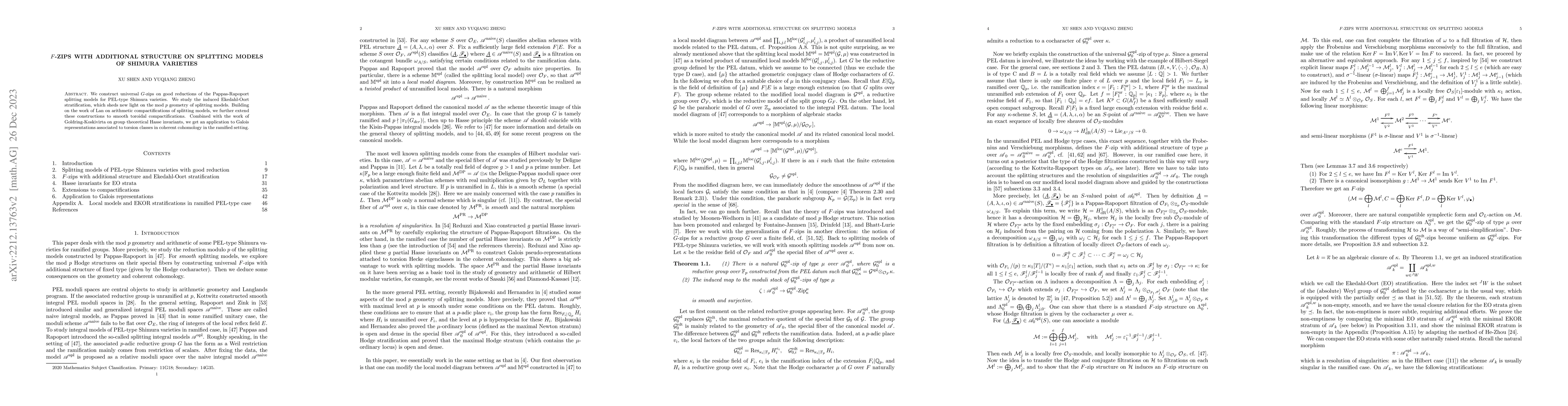 Thumbnail for $F$-zips with additional structure on splitting models of Shimura
  varieties