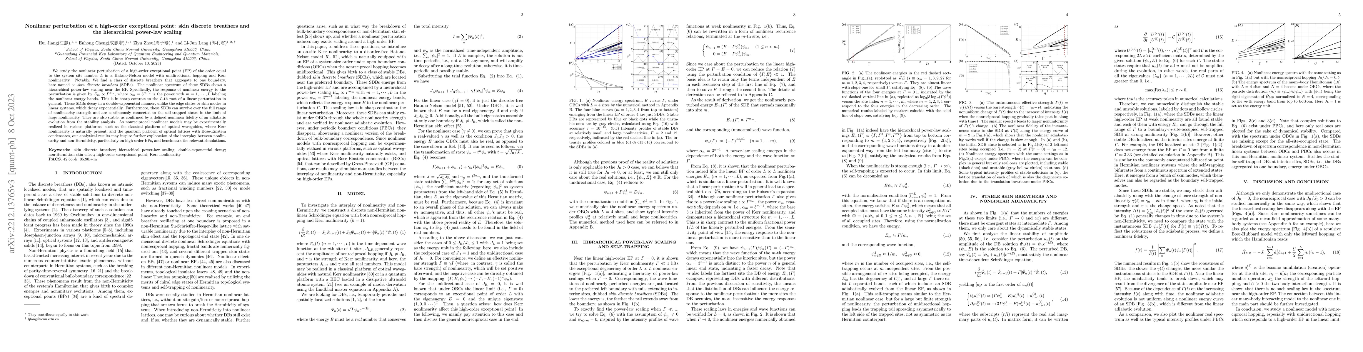 Thumbnail for Nonlinear perturbation of a high-order exceptional point: skin discrete
  breathers and the hierarchical power-law scaling