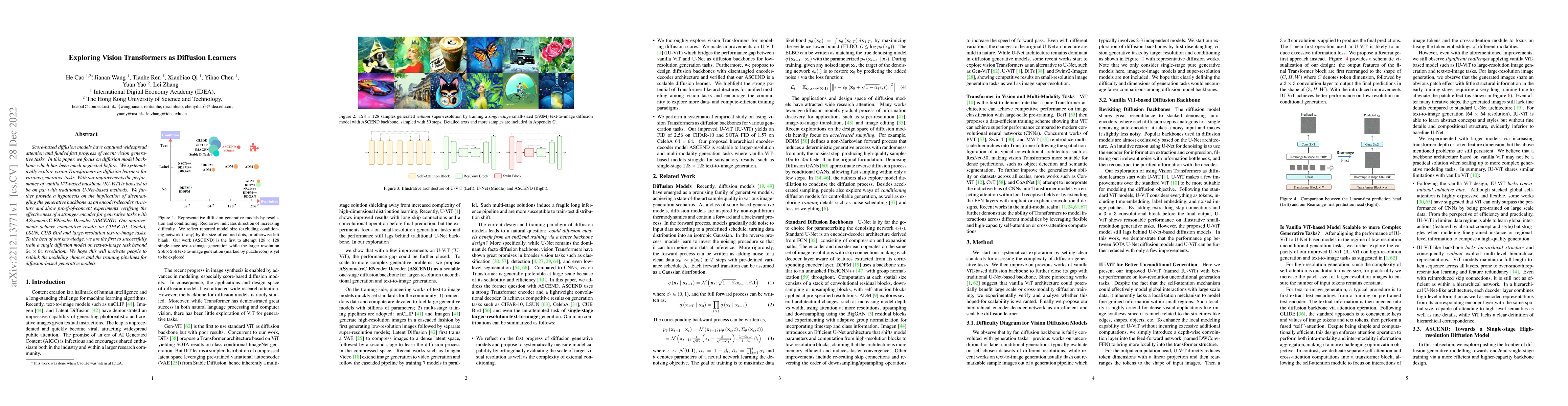 Thumbnail for Exploring Vision Transformers as Diffusion Learners