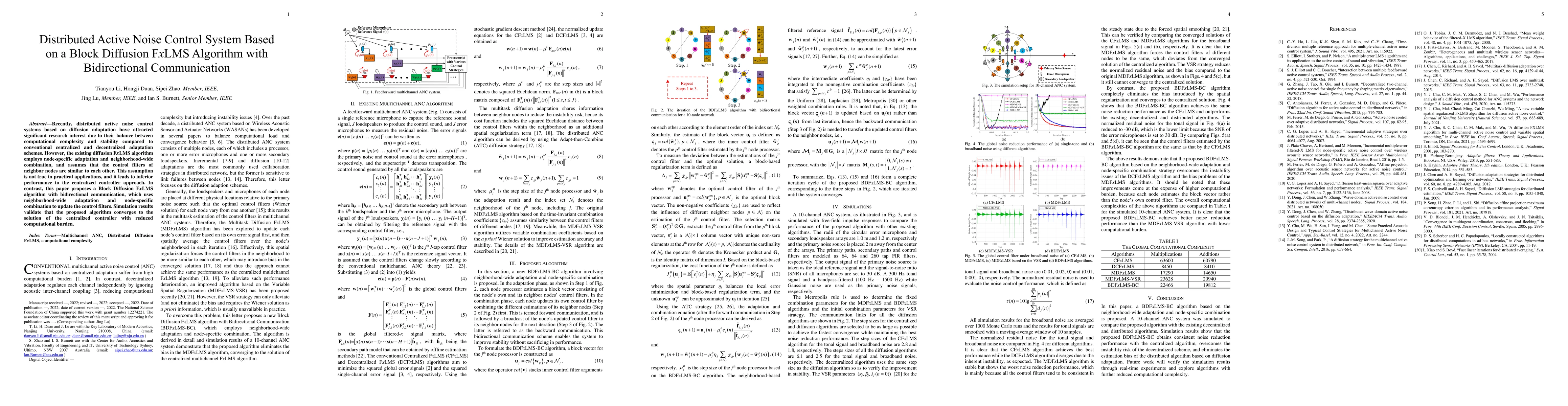 Thumbnail for Distributed Active Noise Control System Based on a Block Diffusion FxLMS
  Algorithm with Bidirectional Communication
