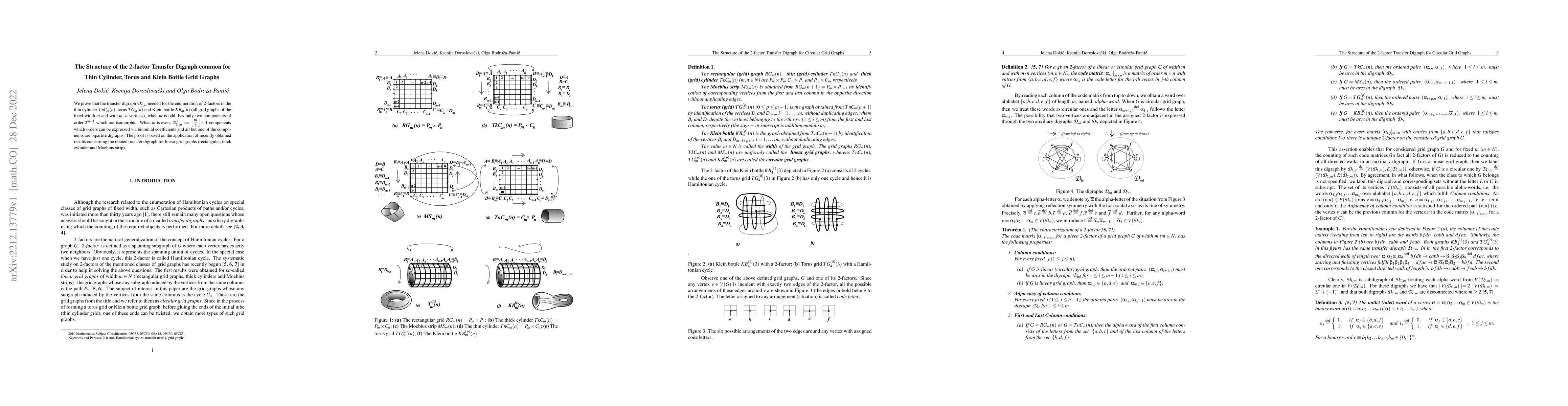 Thumbnail for The Structure of the 2-factor Transfer Digraph common for Thin Cylinder,
  Torus and Klein Bottle Grid Graphs