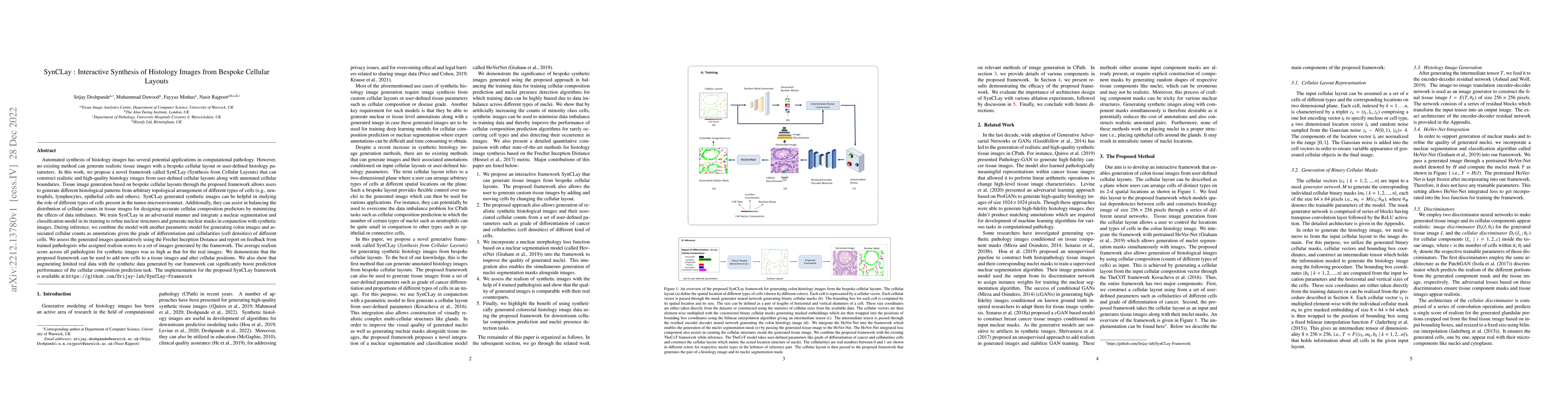 Thumbnail for SynCLay: Interactive Synthesis of Histology Images from Bespoke Cellular
  Layouts