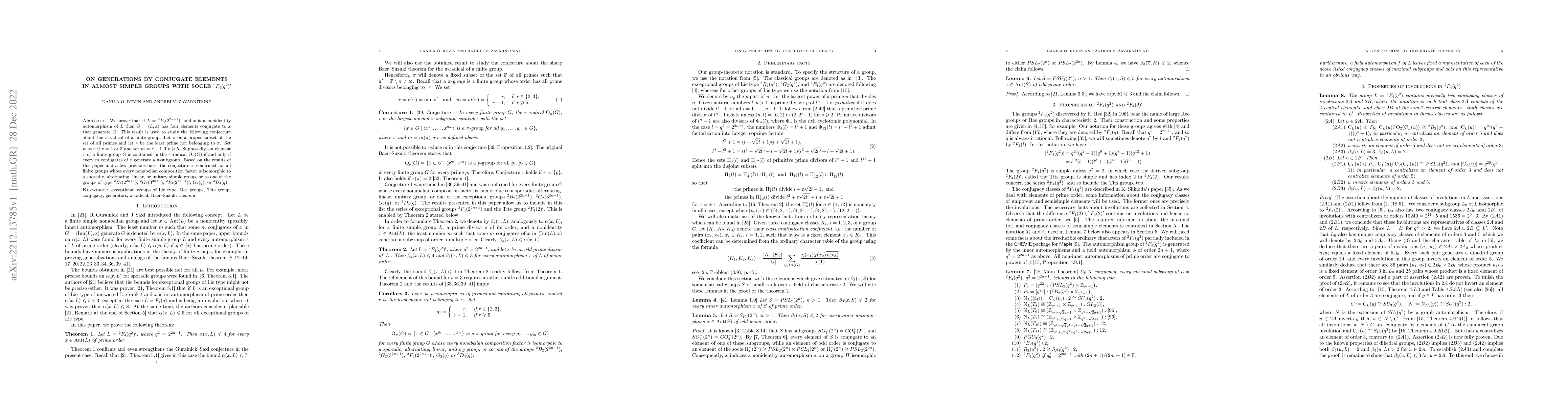 Thumbnail for On generations by conjugate elements in almost simple groups with socle
  $\mbox{}^2F_4(q^2)'$