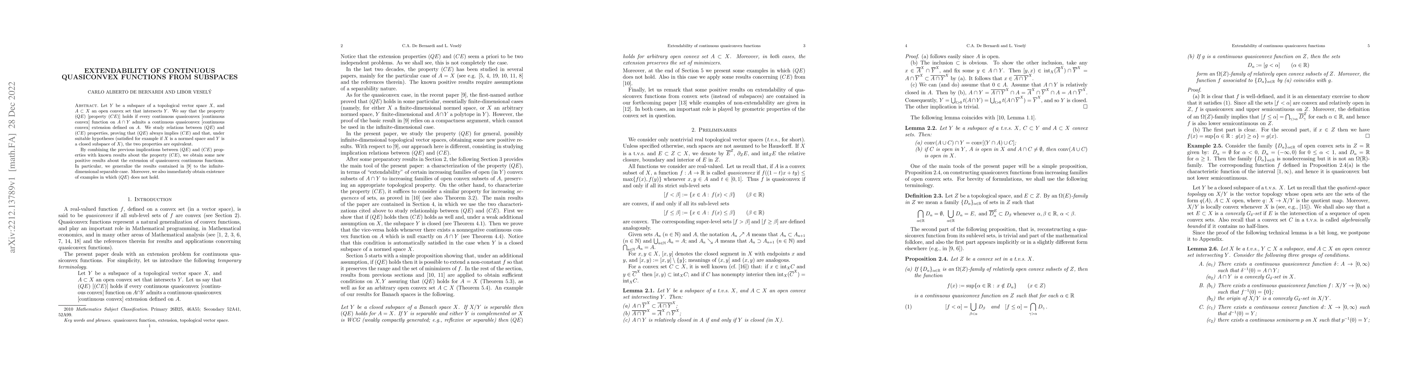 Thumbnail for Extendability of continuous quasiconvex functions from subspaces