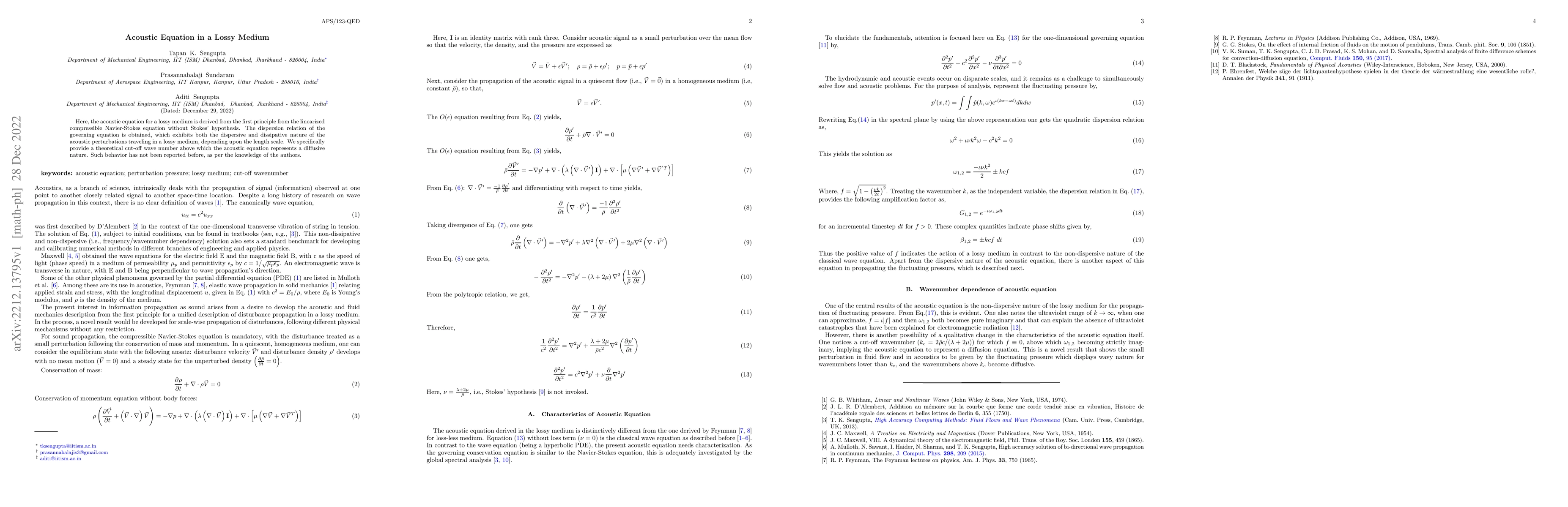 Thumbnail for Acoustic Equation in a Lossy Medium