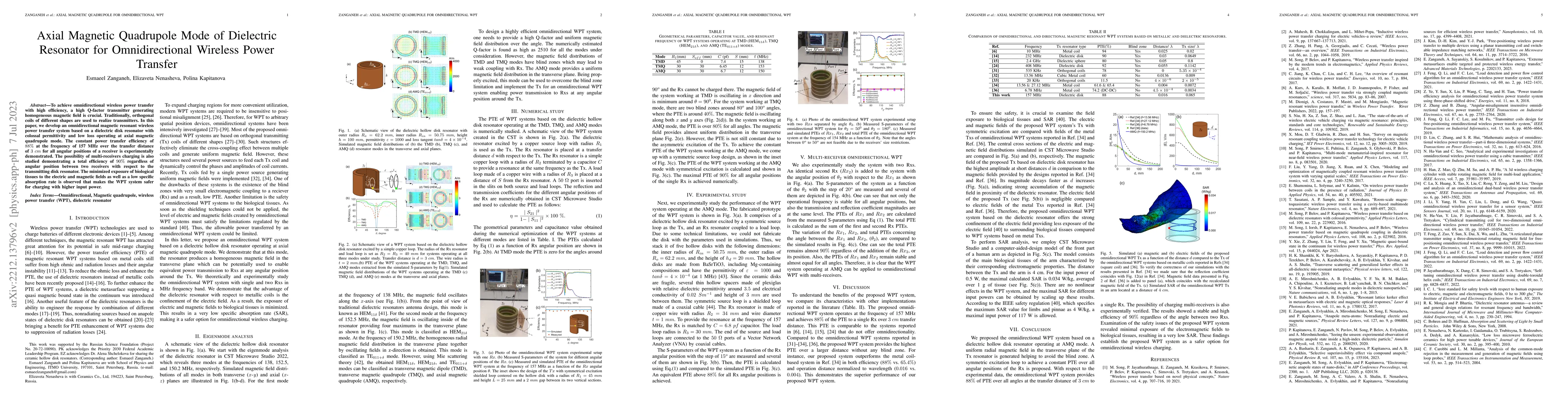 Thumbnail for Axial Magnetic Quadrupole Mode of Dielectric Resonator for
  Omnidirectional Wireless Power Transfer