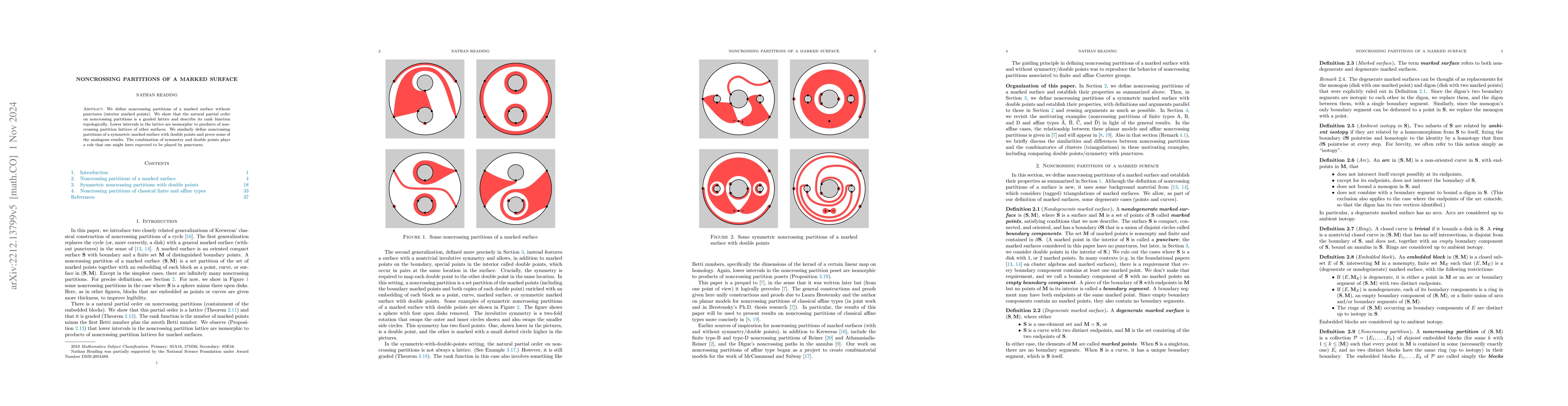 Thumbnail for Noncrossing partitions of a marked surface