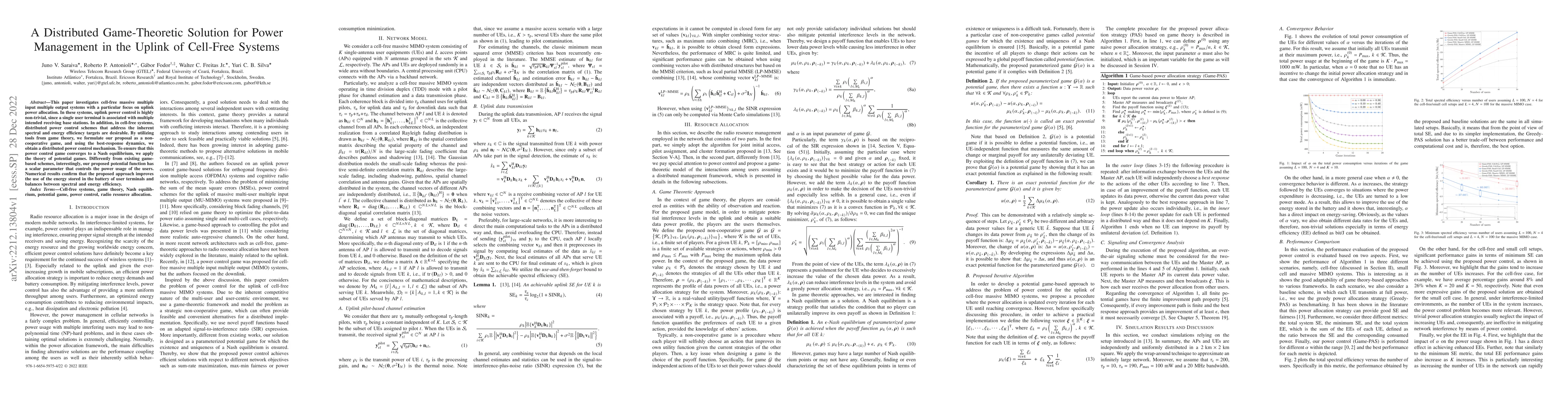 Thumbnail for A Distributed Game-Theoretic Solution for Power Management in the Uplink
  of Cell-Free Systems