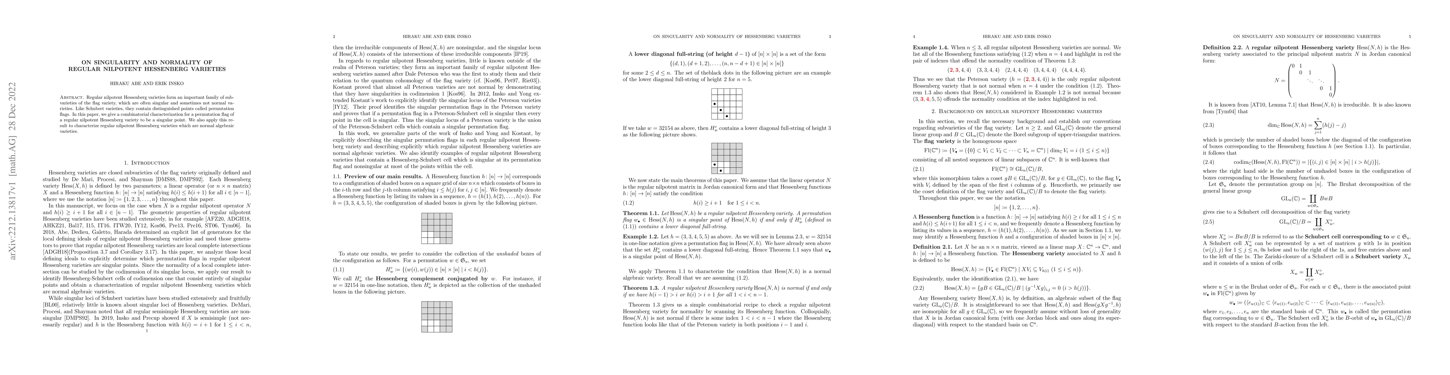Thumbnail for On singularity and normality of regular nilpotent Hessenberg varieties