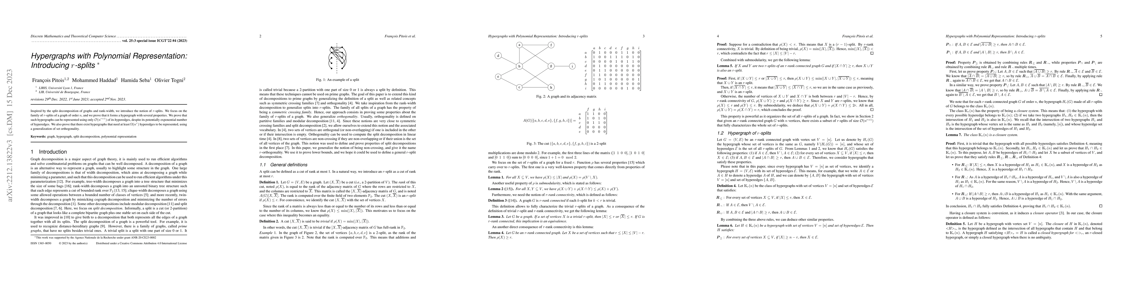 Thumbnail for Hypergraphs with Polynomial Representation: Introducing $r$-splits
