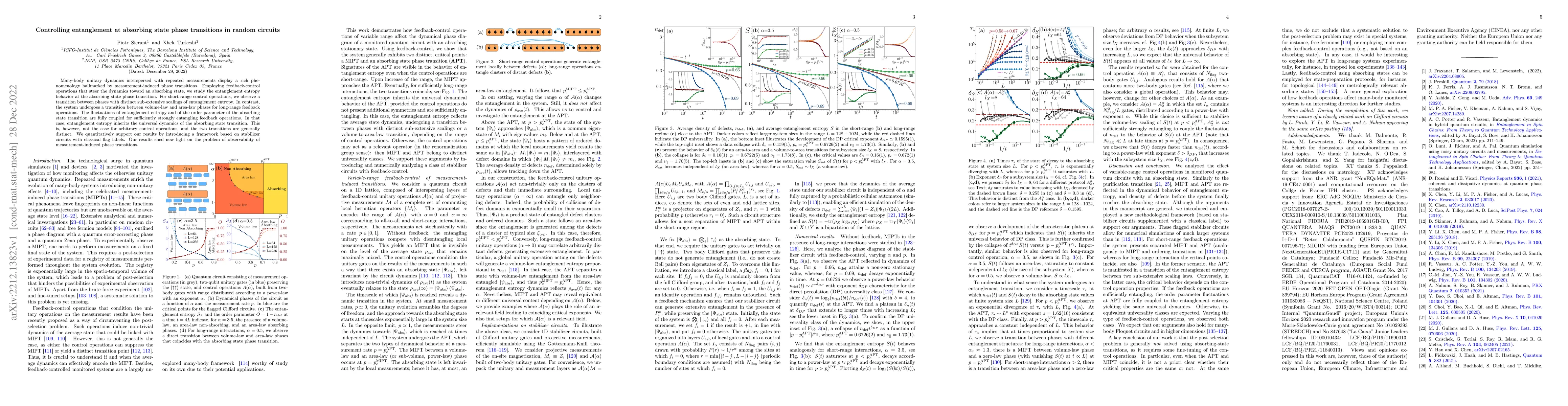 Thumbnail for Controlling entanglement at absorbing state phase transitions in random
  circuits