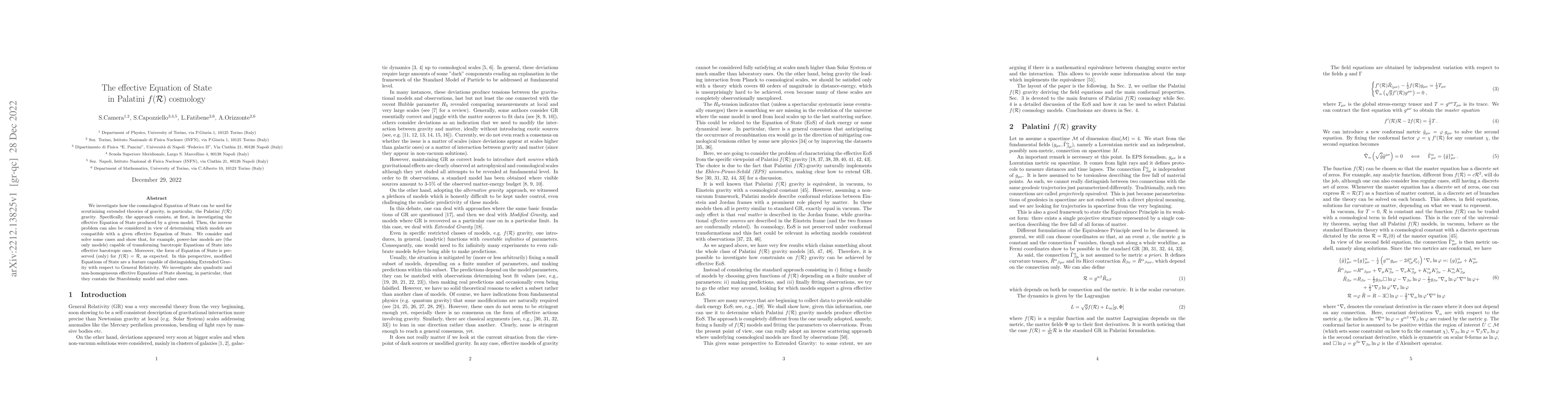Thumbnail for The effective Equation of State in Palatini $f(R)$ cosmology