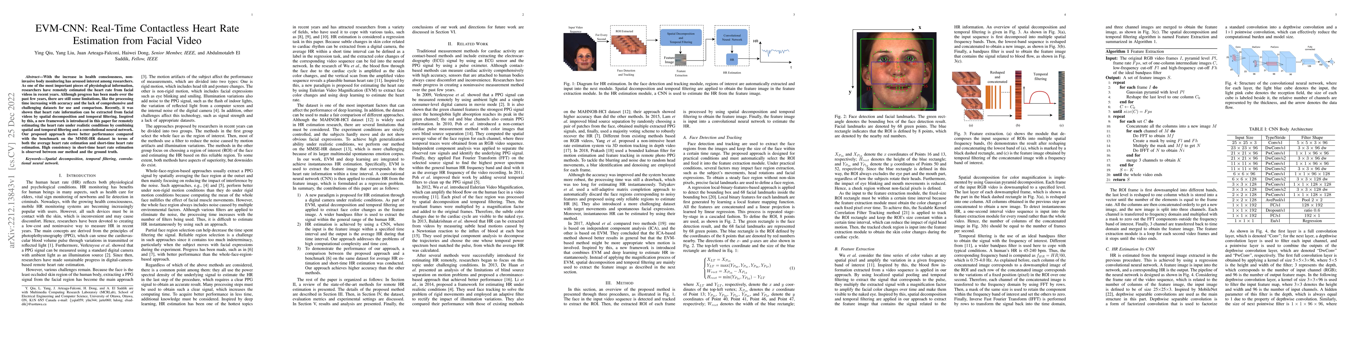 Thumbnail for EVM-CNN: Real-Time Contactless Heart Rate Estimation from Facial Video