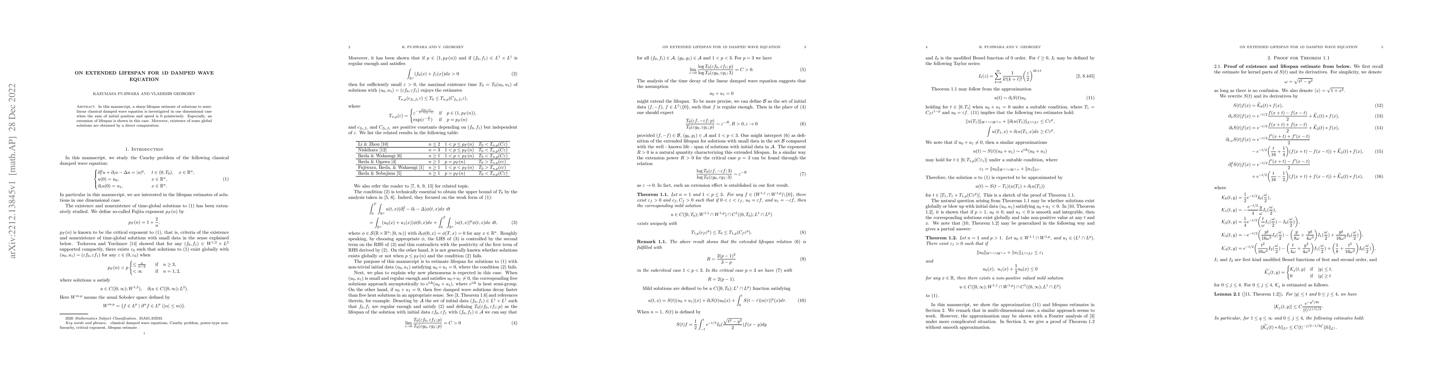 Thumbnail for On extended lifespan for 1d damped wave equation